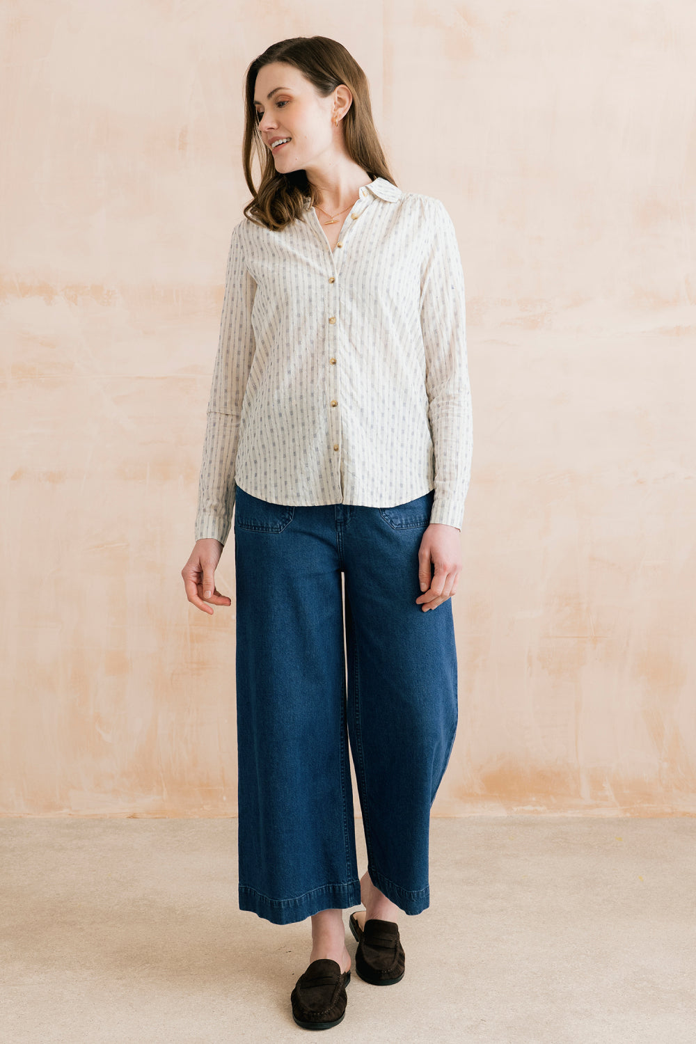 Emroidered Geo Stripe Beech Shirt