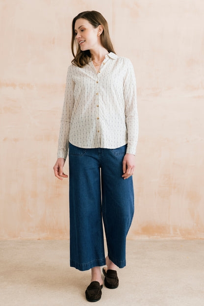 Emroidered Geo Stripe Beech Shirt