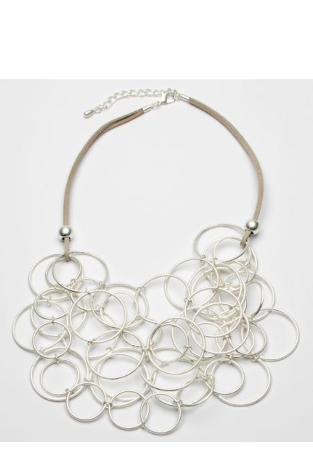 Short Suede Multi Ring Necklace