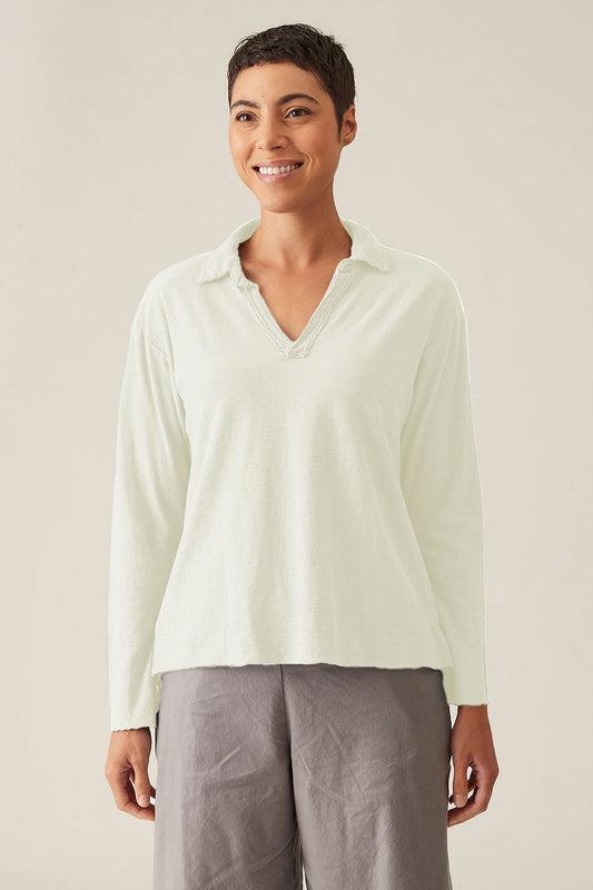 Linen Cotton Polo Sweatshirt