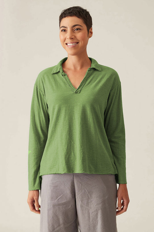 Linen Cotton Polo Sweatshirt