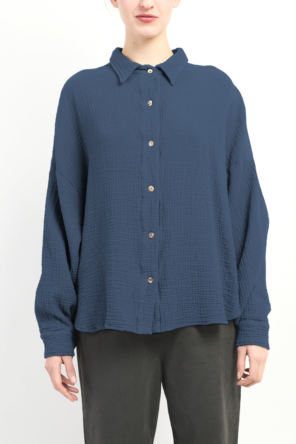 Boxy Shape Gauze Shirt