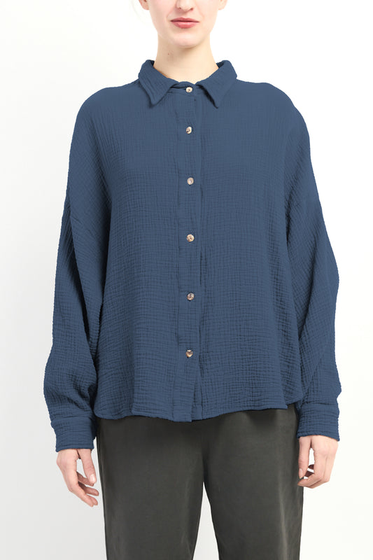 Boxy Shape Gauze Shirt