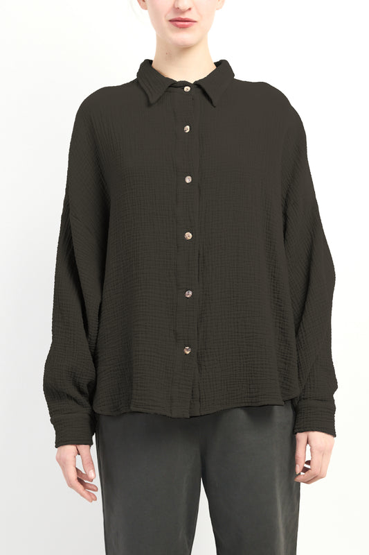 Boxy Shape Gauze Shirt