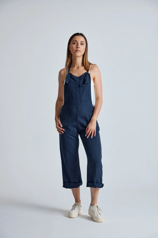 Flax and Loom Mary-Lou Linen Dungarees Navy