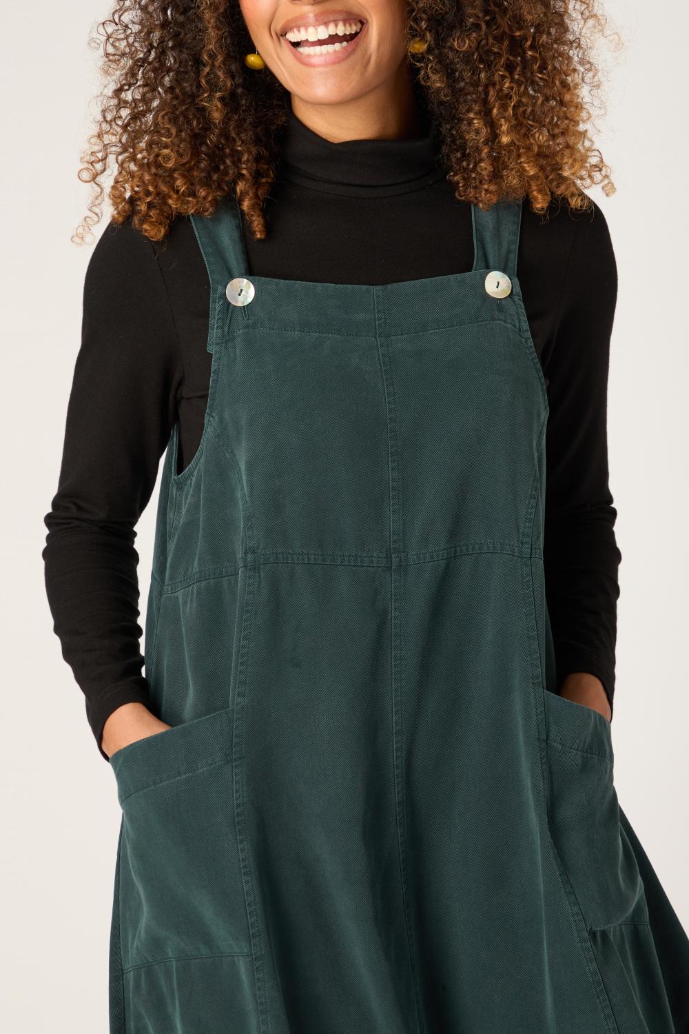 Fluid Twill Pinafore Dress