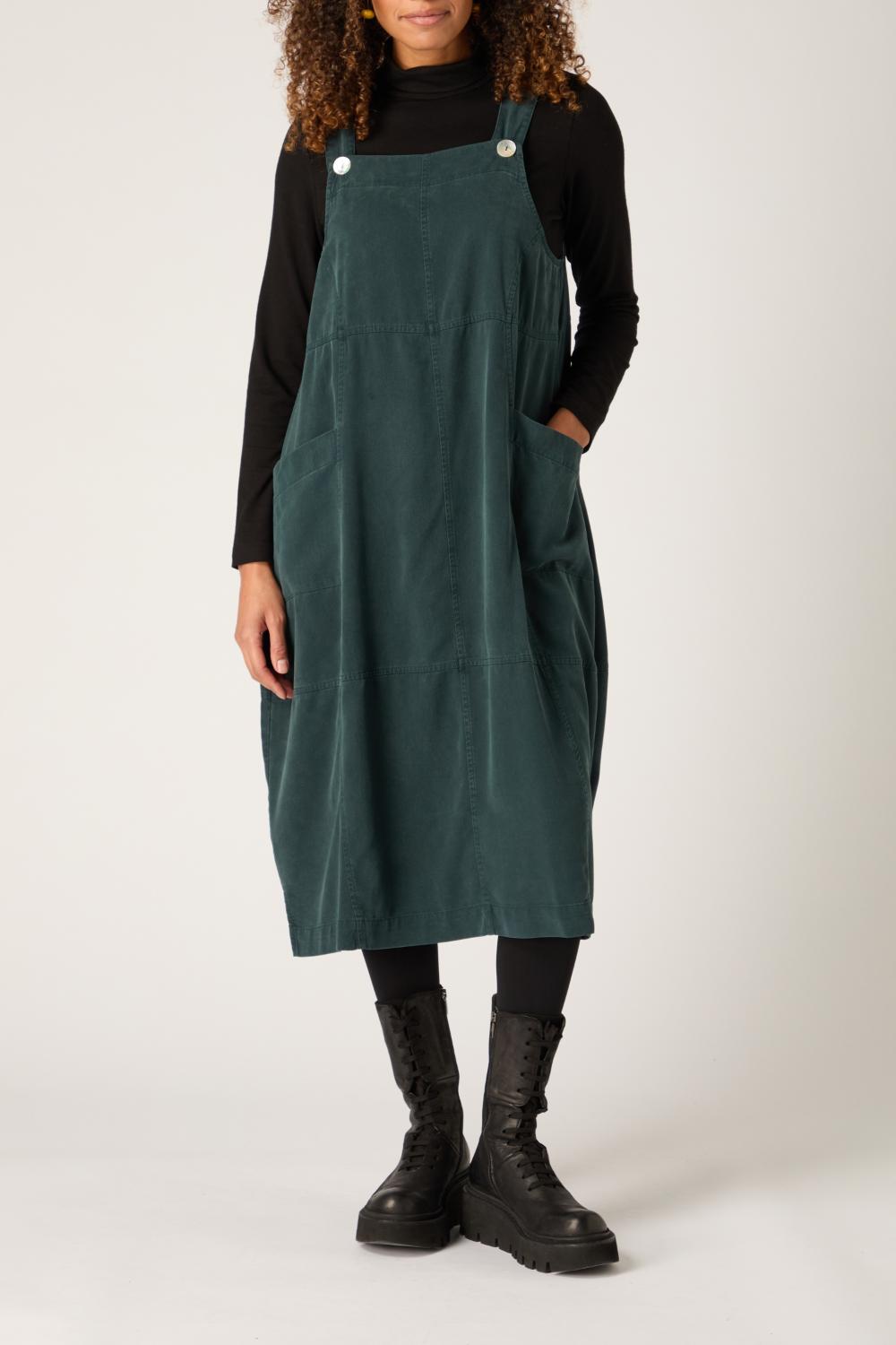 Fluid Twill Pinafore Dress