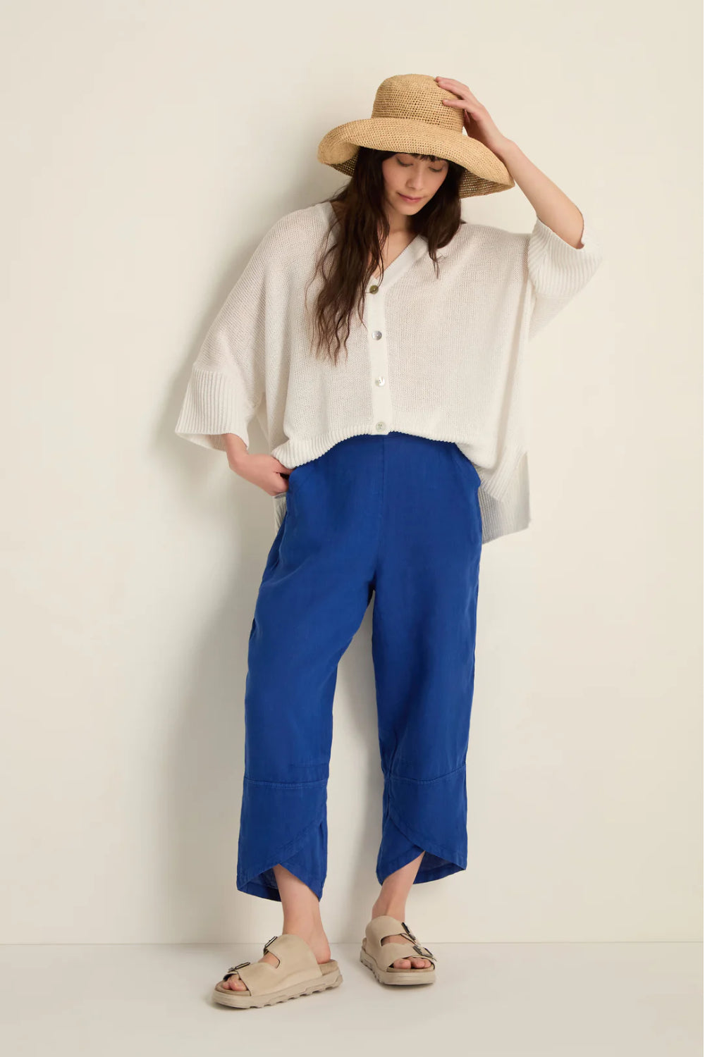 Linen Bubble Tulip Hem Trousers