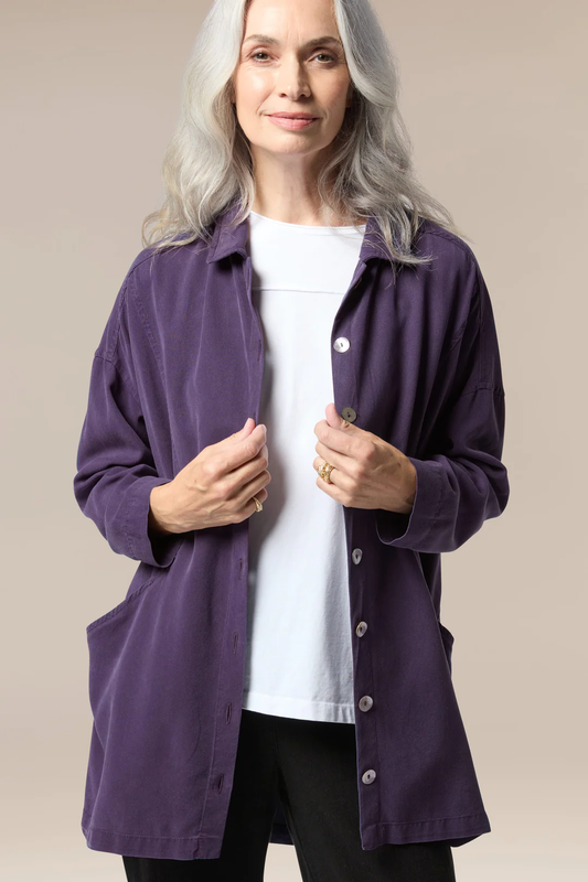 Sahara Fluid Twill Relaxed Shirt Prune Purple