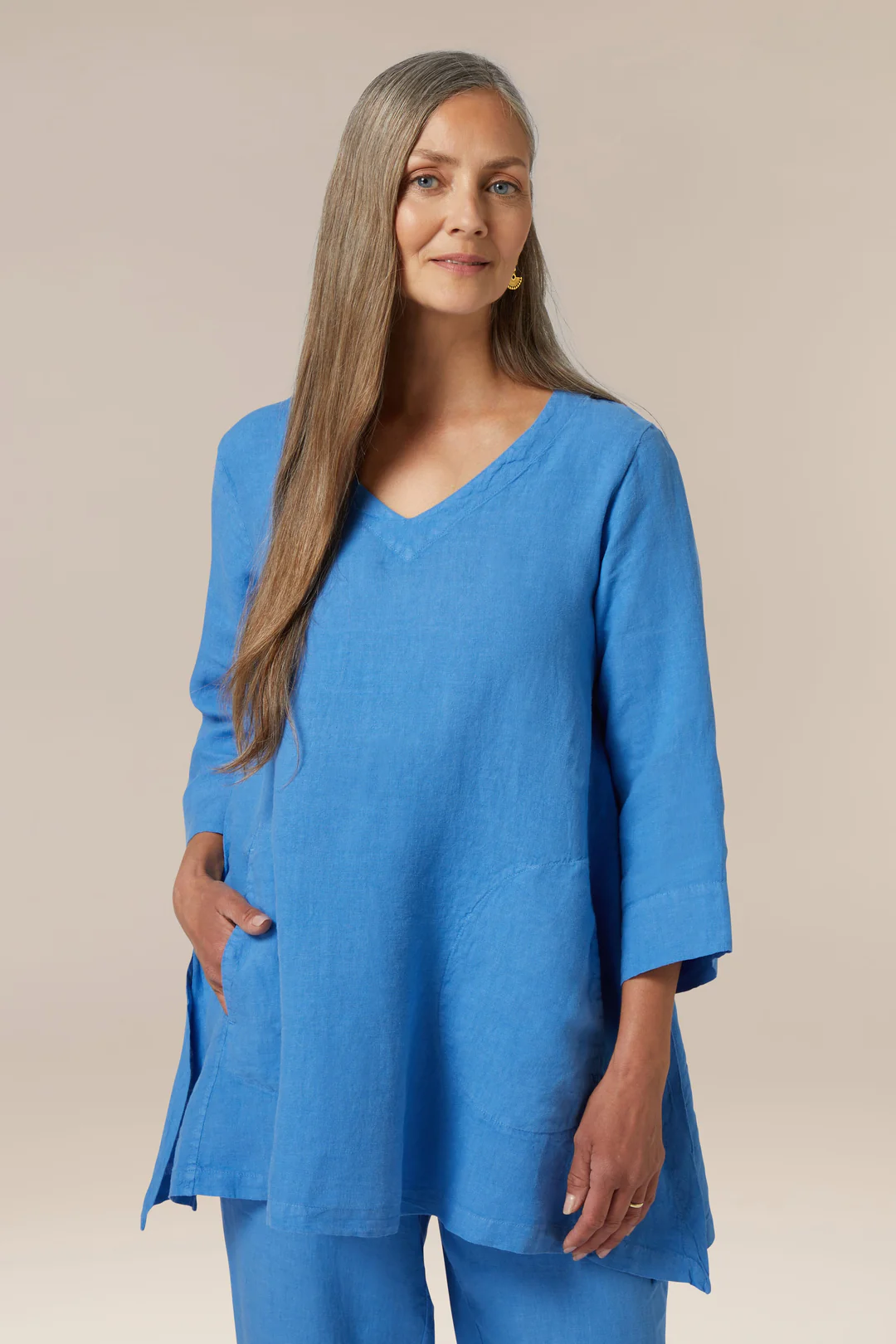 Sahara Linen Pocket Detail Tunic Sky