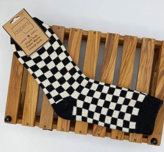 Jess & Lou Super Cosy Check Socks Black Black