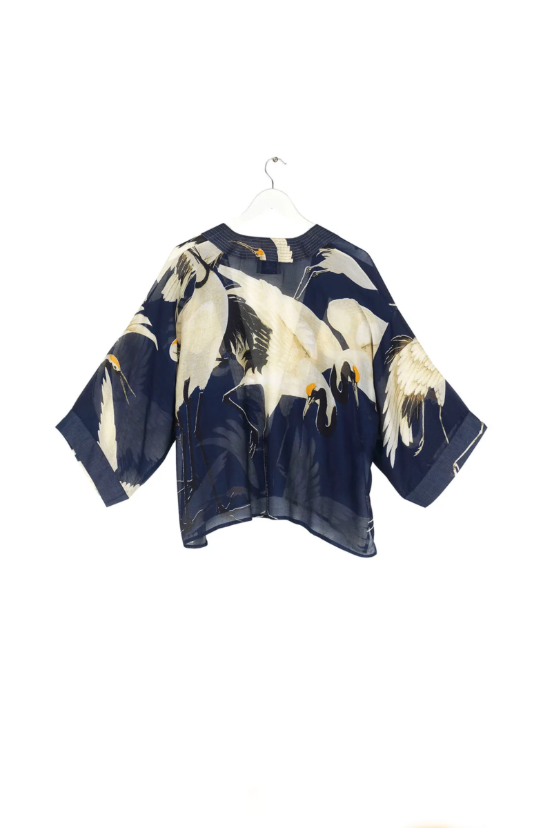 One Hundred Stars Stork Kimono Navy