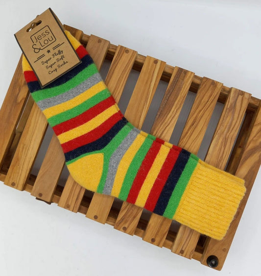 Jess & Lou Striking Stripe Cosy Ribbed Socks Gold Yellow