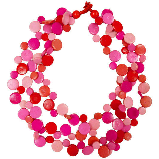 Lotus Feet Pink Mix Dots Necklace Pink