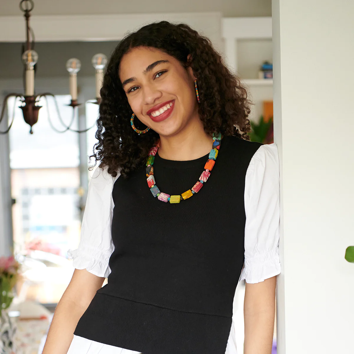 Just Trade Kantha Dotted Block Necklace 