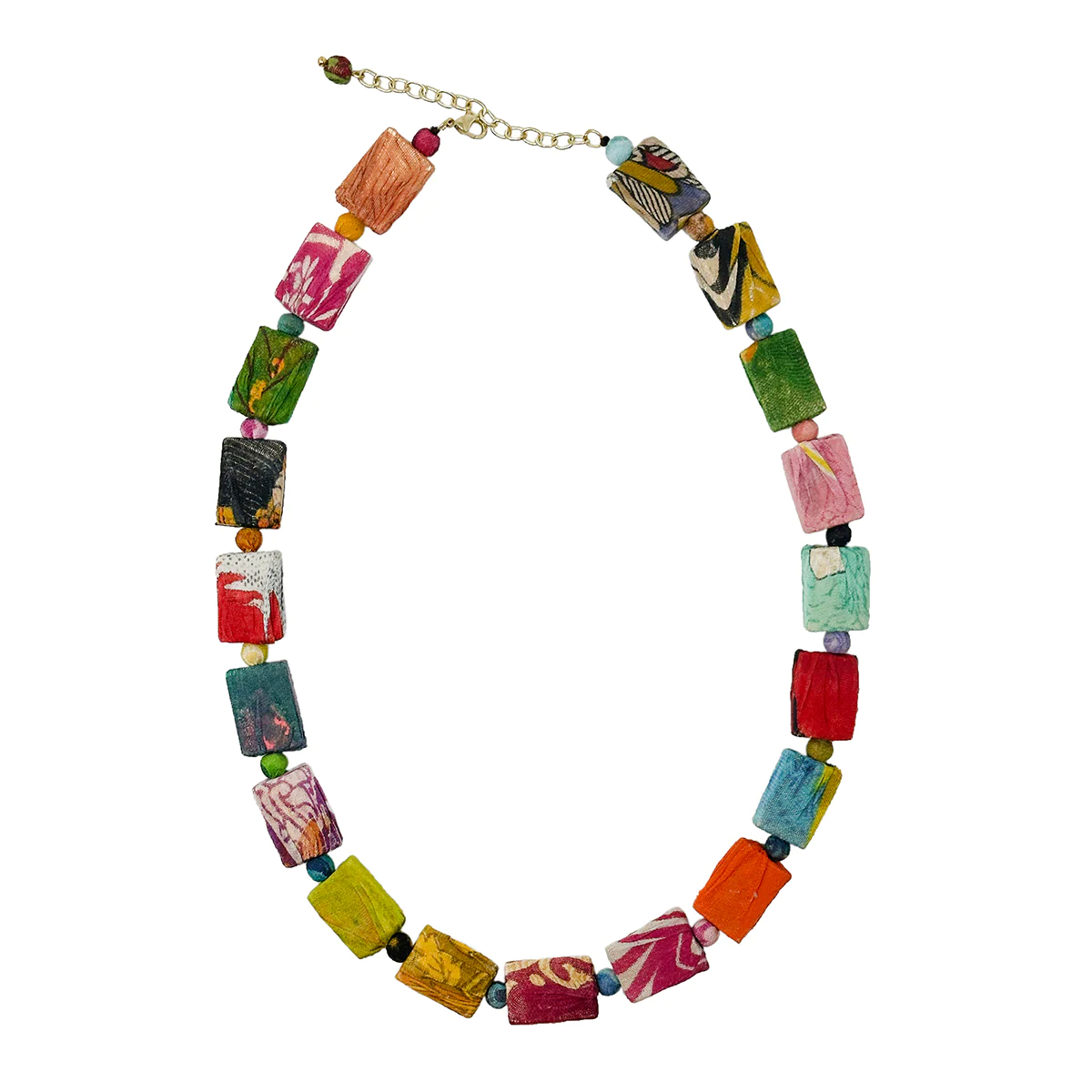 Just Trade Kantha Dotted Block Necklace 
