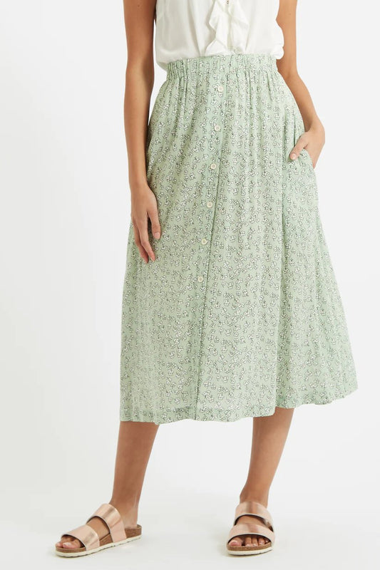 Louche Nese Lucky Flower Midi Skirt Green Blue