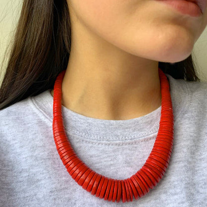 Lotus Feet Orange Disk Necklace Orange