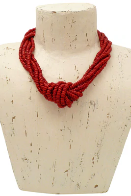 Lotus Feet Red Knot Necklace