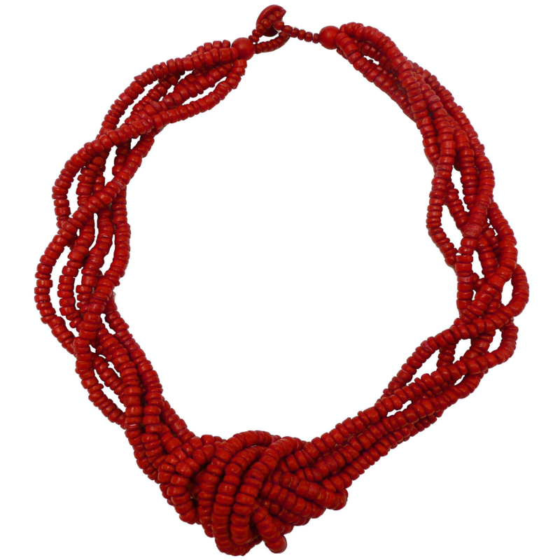 Lotus Feet Red Knot Necklace