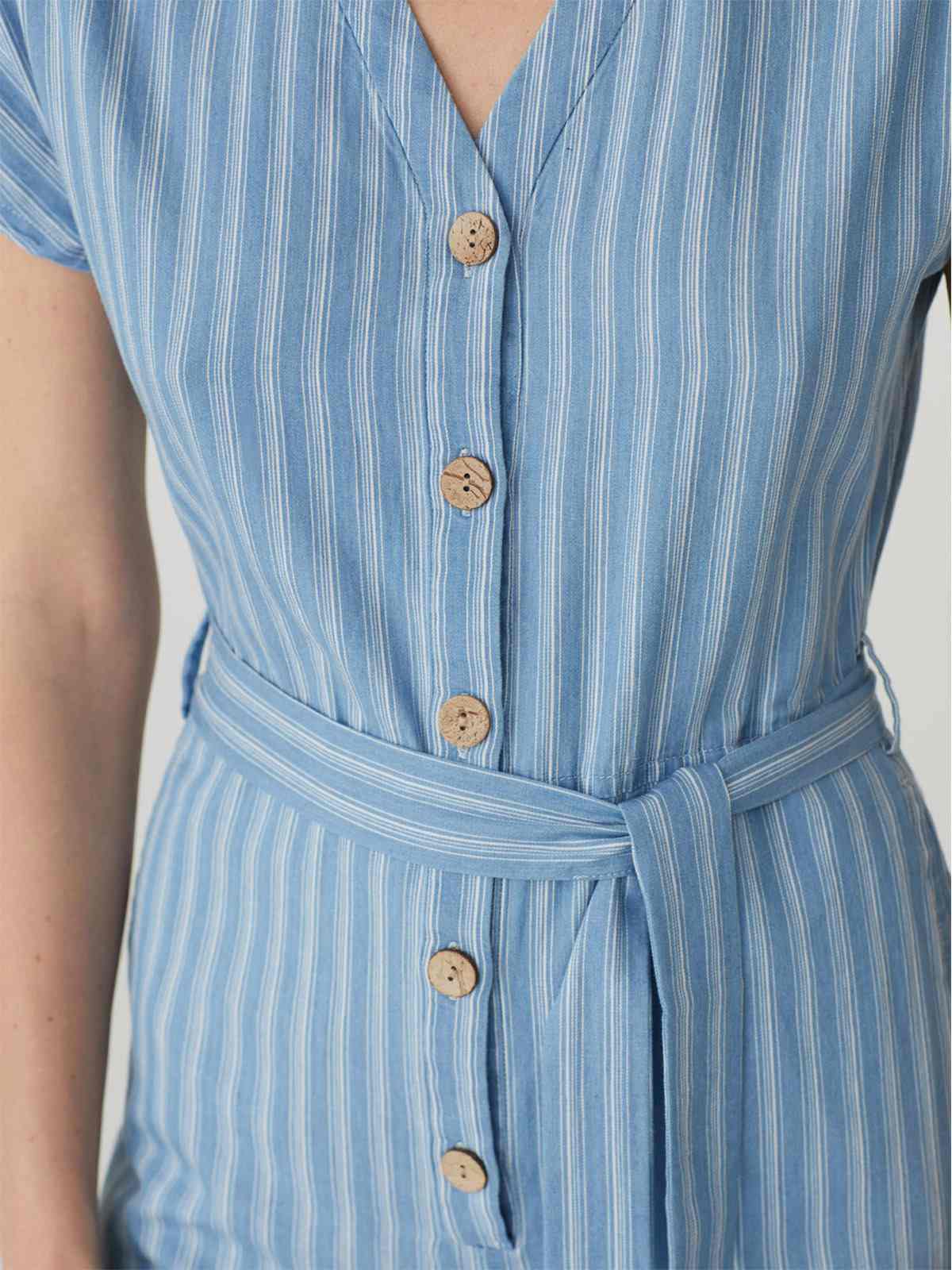 Nice Things Striped Denim Jumpsuit