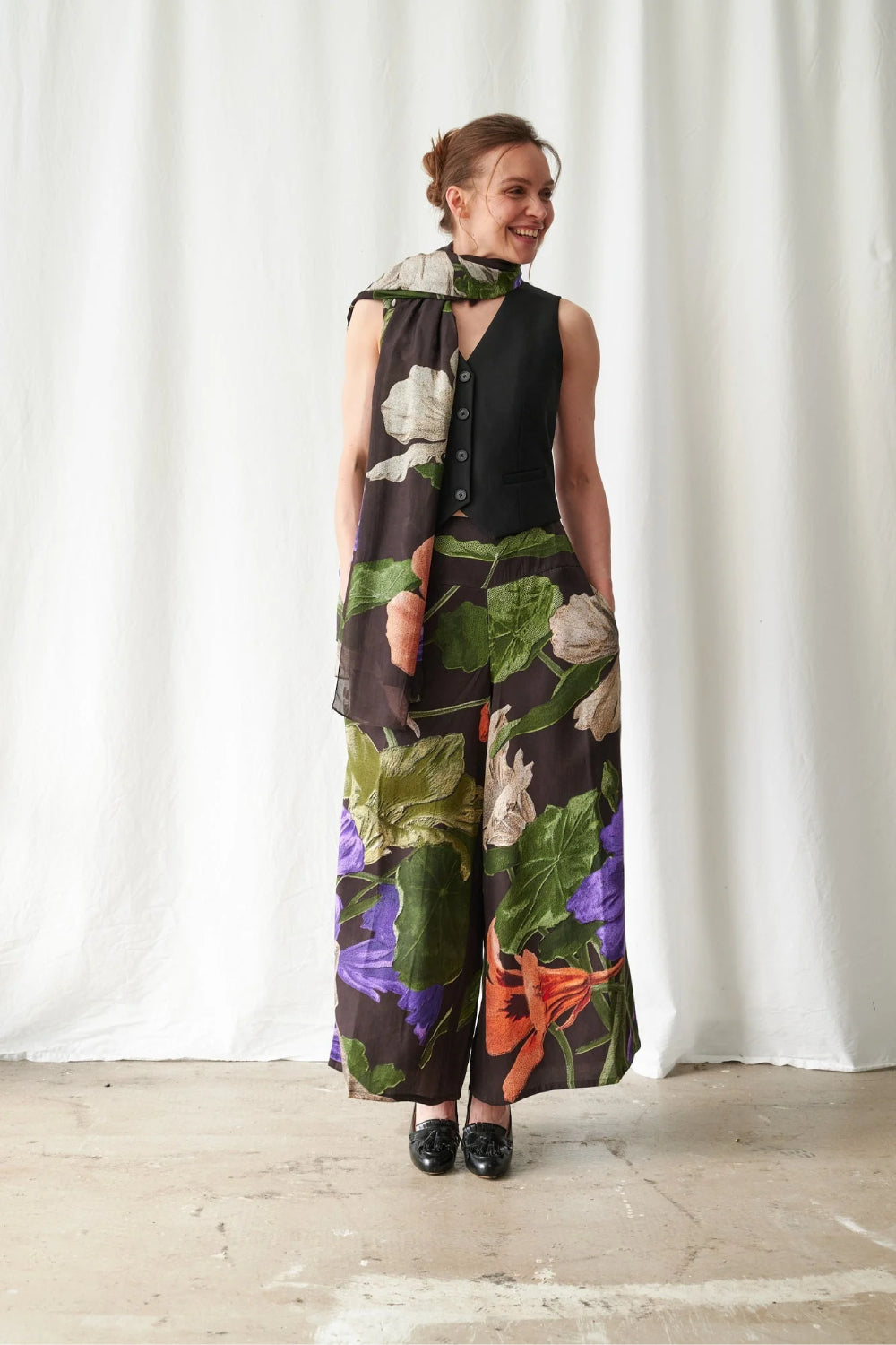 Nasturium Black Scarf