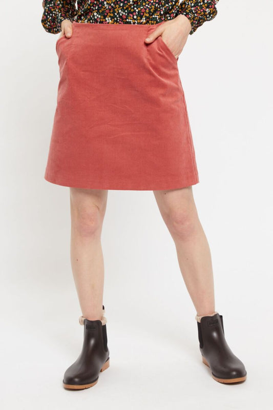 Louche Dylan Cord A Line Mini Skirt Blush