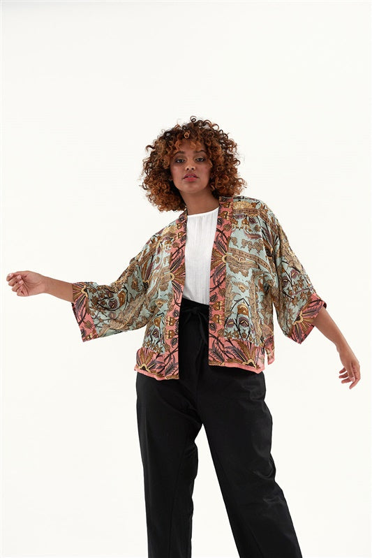 One Hundred Stars Decadent Aqua Kimono