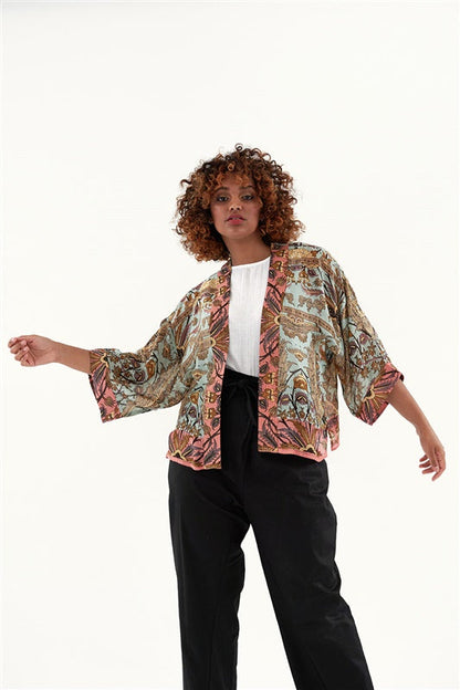 One Hundred Stars Decadent Aqua Kimono