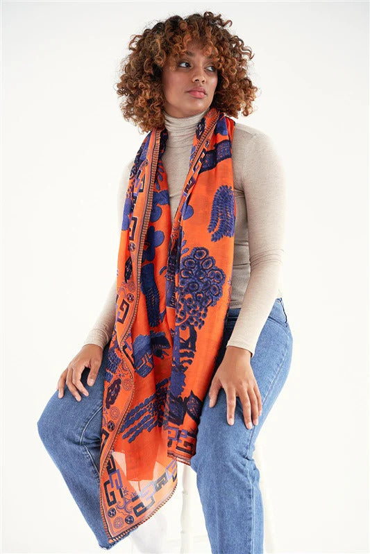 One Hundred Stars Giant Willow Scarf Orange