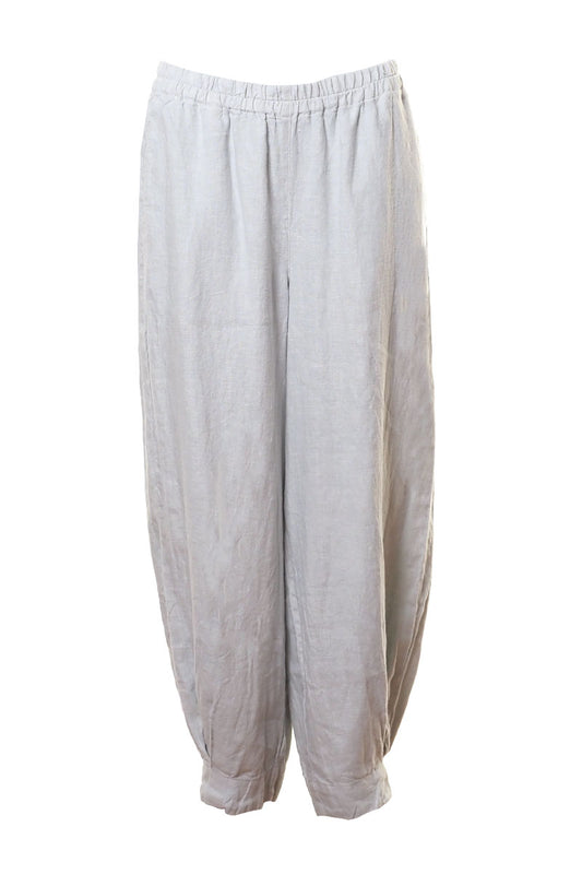 Grizas Linen Cropped 3766 Bubble Trousers Silver Silver