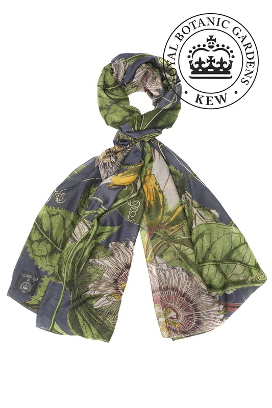 One Hundred Stars Kew Passion Flower Scarf Grey