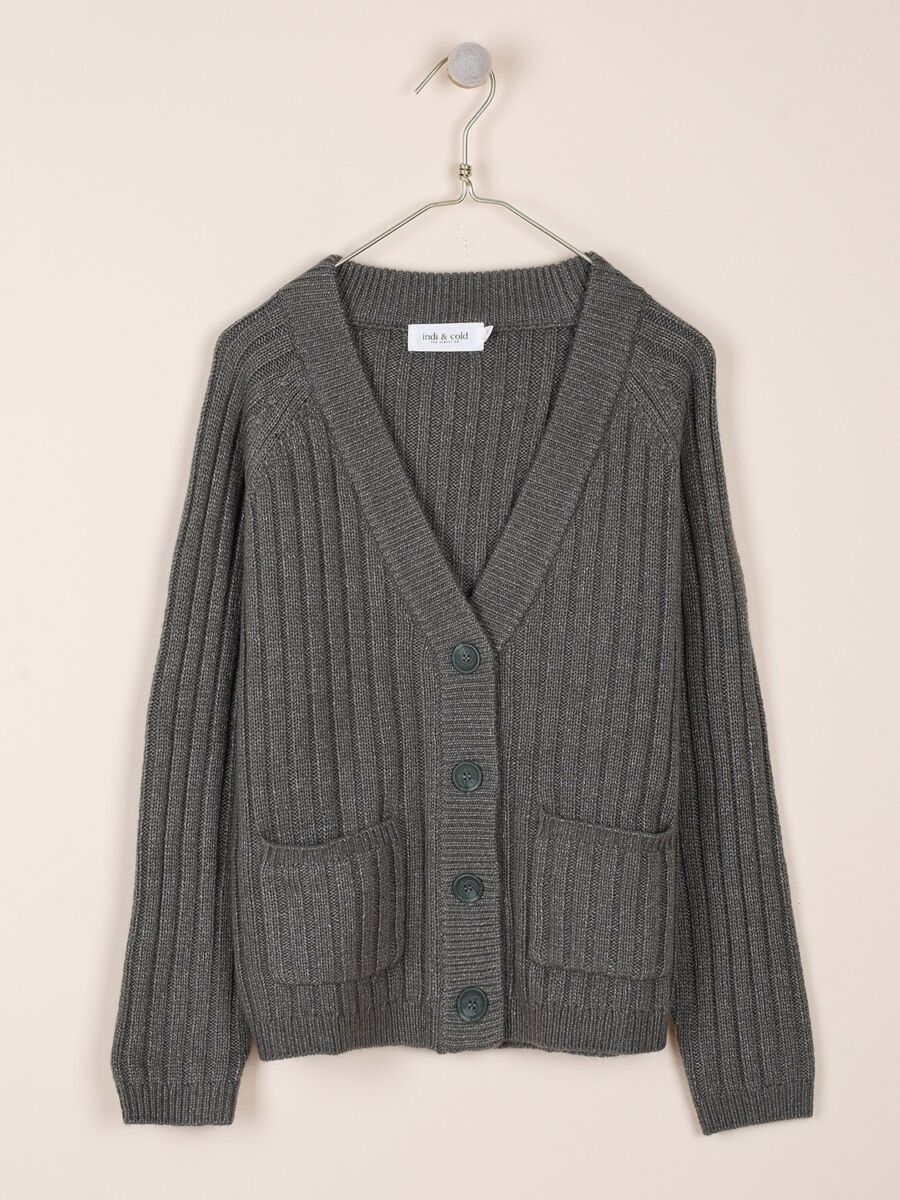 Indi & Cold Recycled Polyester Green Cardigan