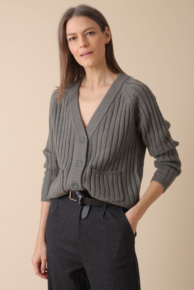 Indi & Cold Recycled Polyester Green Cardigan