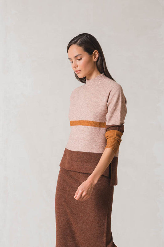 Indi & Cold Tandoori Stripe Jumper Pink Pink
