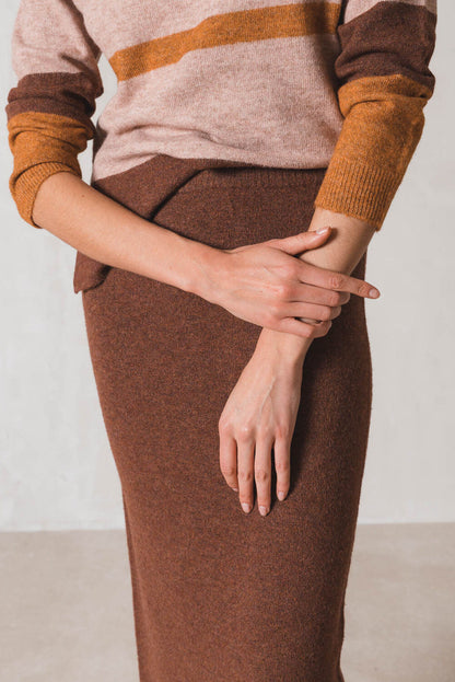Indi & Cold Tandoori Knitted Skirt Brown