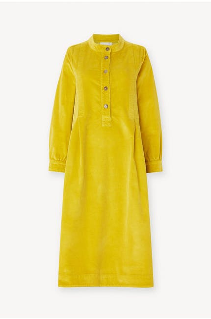 Sahara Cotton Babycord Shirt Dress Chartreuse