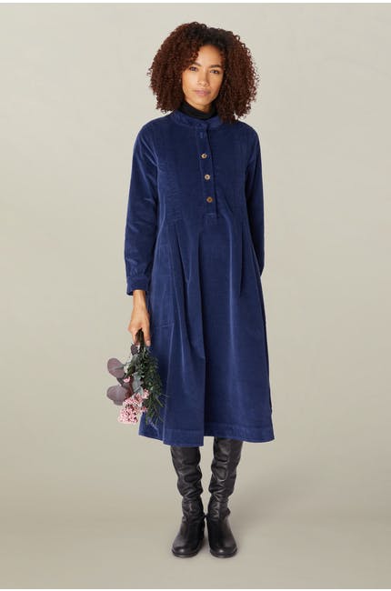 Sahara Cotton Babycord Shirt Dress Indigo