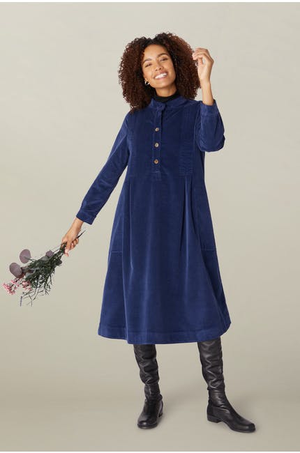 Sahara Cotton Babycord Shirt Dress Indigo