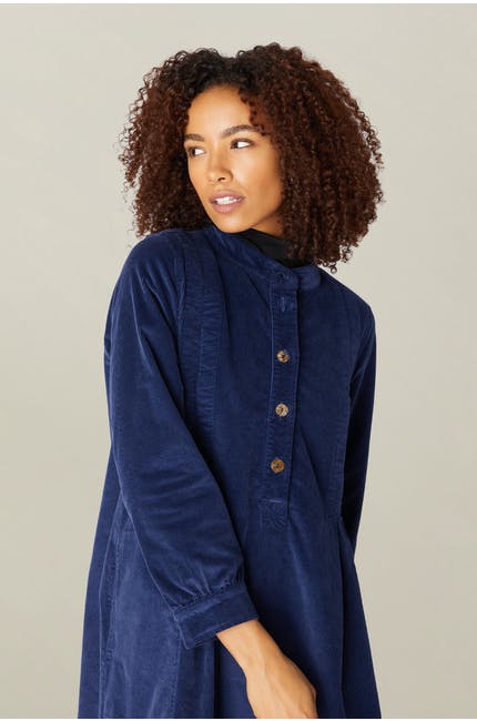 Sahara Cotton Babycord Shirt Dress Indigo