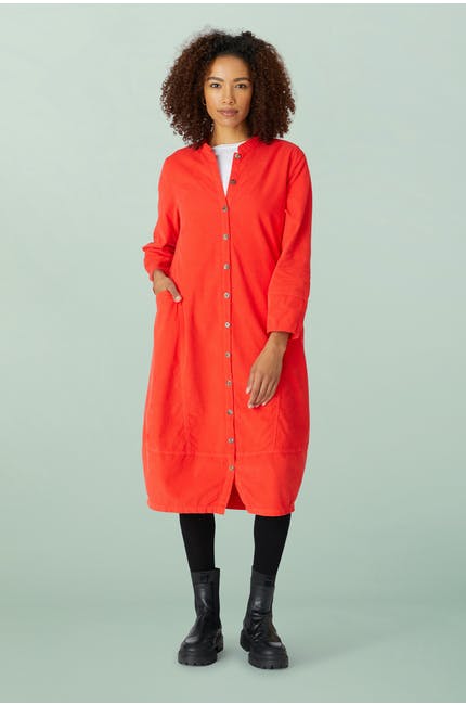 Sahara Cotton Baby Cord Bubble Dress Flame