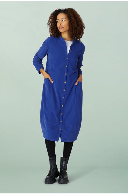 Sahara Cotton Baby Cord Bubble Dress Lapis