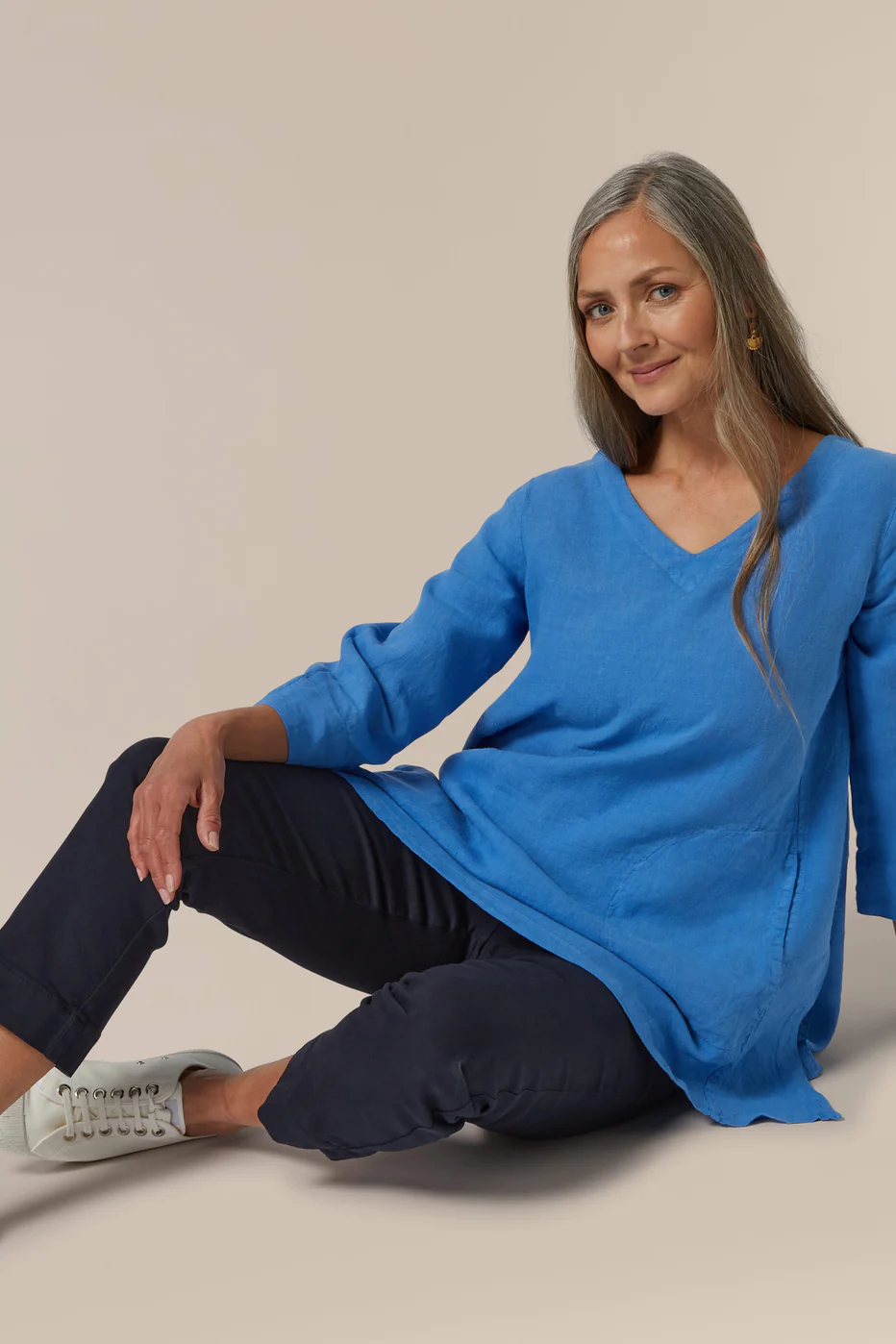 Sahara Linen Pocket Detail Tunic Sky