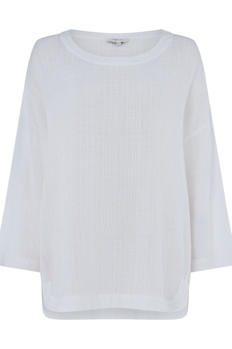 Sahara Voile Check Boxy Top White