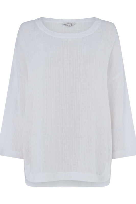 Sahara Voile Check Boxy Top White
