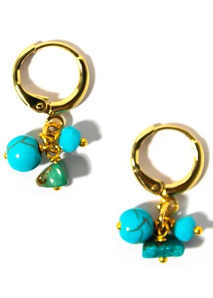 Lotus Feet Huggie Chip Earrings Aqua