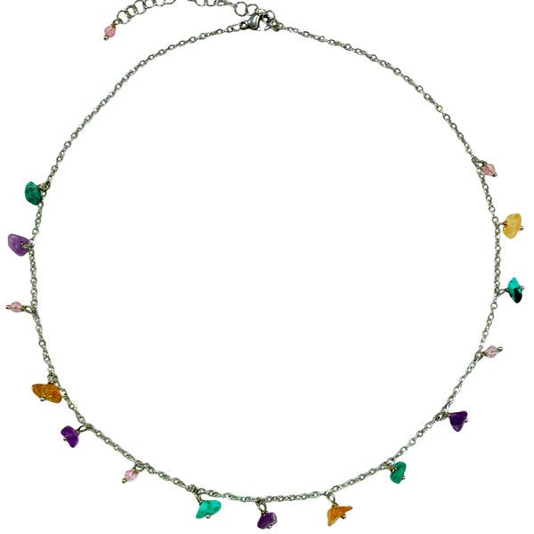 Lotus Feet Mixed Chip Necklace Purple