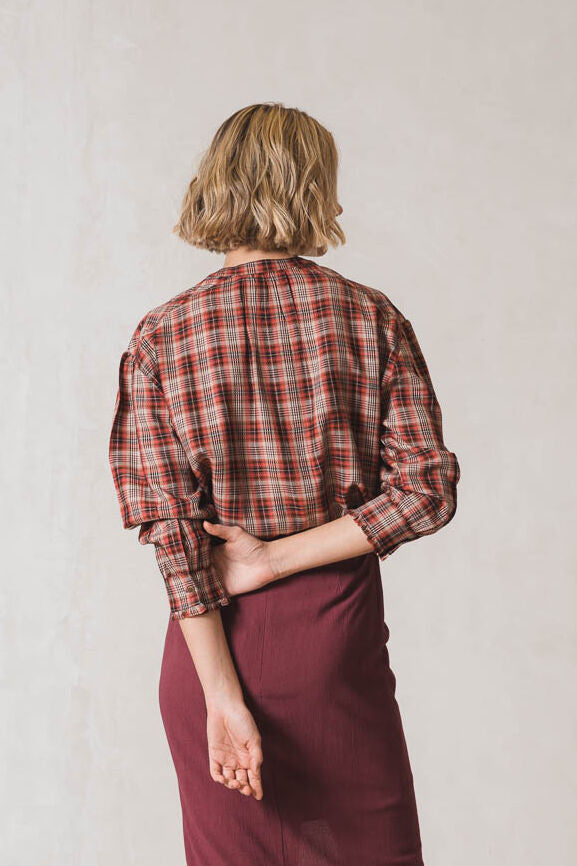 Indi & Cold Lychee Plaid Blouse Red