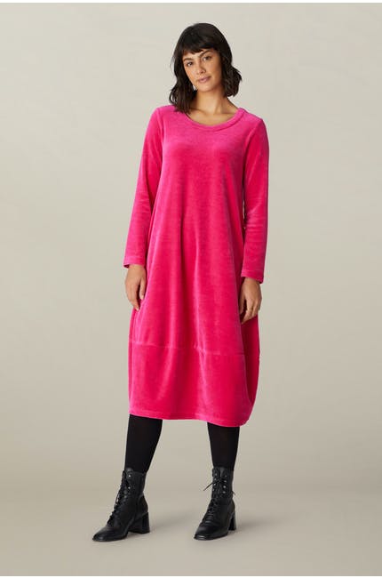 Sahara Velvet Jersey Bubble Dress Hot Pink