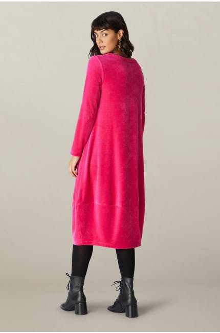 Sahara Velvet Jersey Bubble Dress Hot Pink